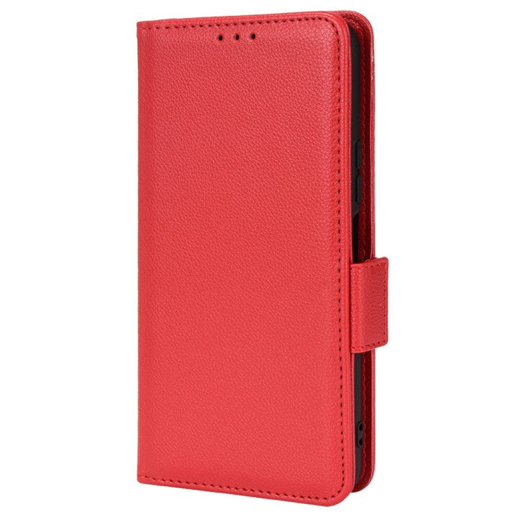 For vivo Y15s/Y15a/Y10/T1/Y01/iQOO U5x Shockproof PU Leather Surface Magnetic Smartphone Shell Litchi Texture Stand Wallet Case Mobile Phone Cover  - Red