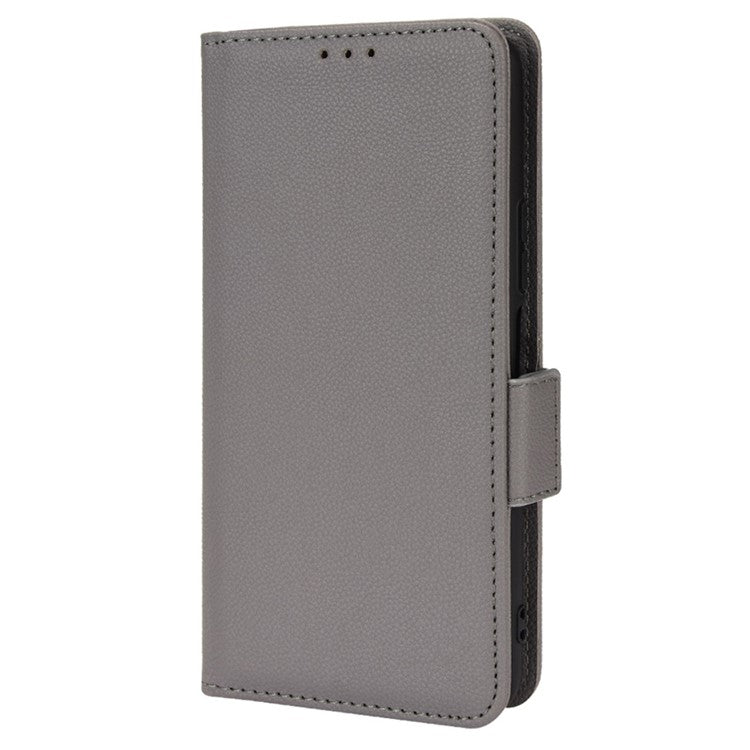 For vivo Y15s/Y15a/Y10/T1/Y01/iQOO U5x Shockproof PU Leather Surface Magnetic Smartphone Shell Litchi Texture Stand Wallet Case Mobile Phone Cover  - Grey