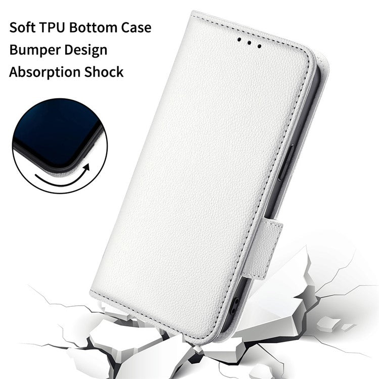 For vivo V21 4G/V21 5G Side Magnetic Clasp Litchi Texture Leather Case Phone Wallet Stand Design Receiver Cutout Protective Case - White