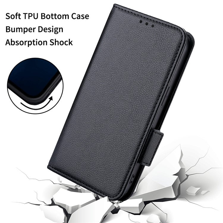 For vivo V21 4G/V21 5G Side Magnetic Clasp Litchi Texture Leather Case Phone Wallet Stand Design Receiver Cutout Protective Case - Black