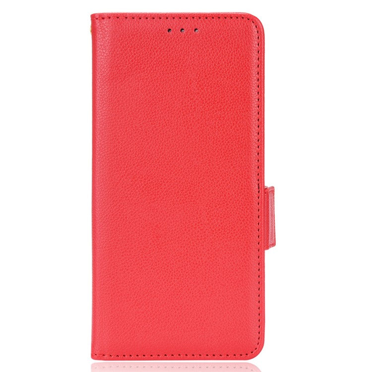 For vivo V21 4G/V21 5G Side Magnetic Clasp Litchi Texture Leather Case Phone Wallet Stand Design Receiver Cutout Protective Case - Red