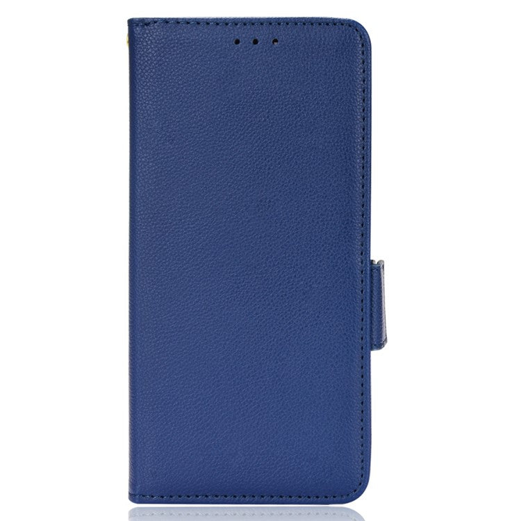 For vivo V21 4G/V21 5G Side Magnetic Clasp Litchi Texture Leather Case Phone Wallet Stand Design Receiver Cutout Protective Case - Dark Blue