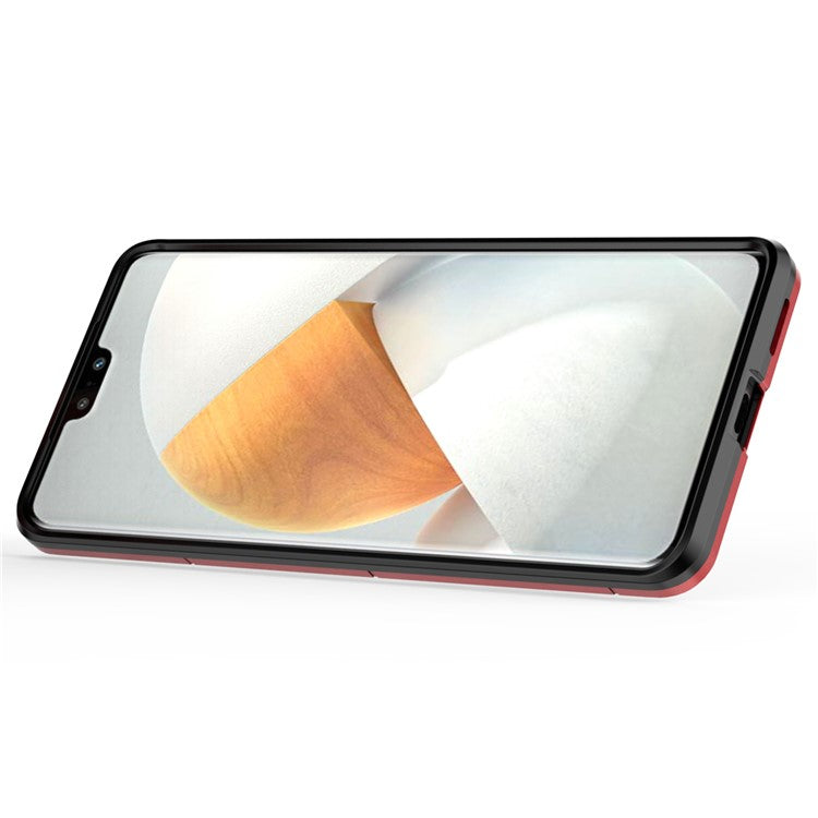 For vivo S12 Pro Flexible TPU +Hard PC Scratch Resistant Protective Phone Case Cover with Ring Kickstand - Red