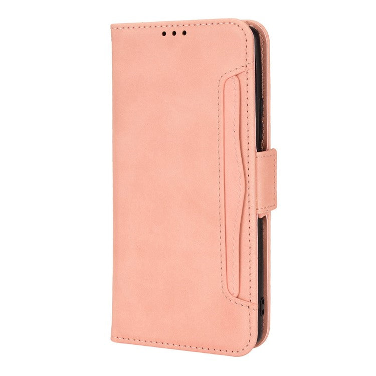 For vivo X70 Pro PU Leather Case Card Holder Slots Cash Pocket Stand Book TPU Flip Folio Phone Cover - Pink