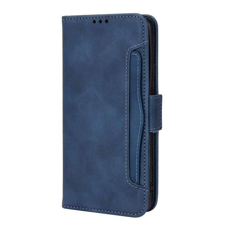 For vivo X70 Pro PU Leather Case Card Holder Slots Cash Pocket Stand Book TPU Flip Folio Phone Cover - Blue