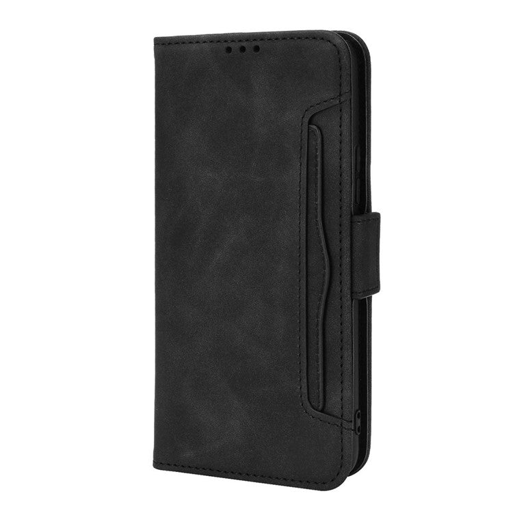 PU Leather Wallet Phone Case for vivo X70, Stand Magnetic Card Slots Holder TPU Bumper Folio Protective Cover - Black