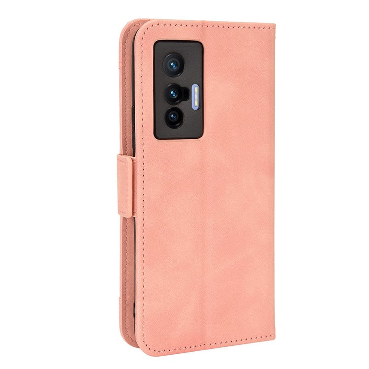 PU Leather Wallet Phone Case for vivo X70, Stand Magnetic Card Slots Holder TPU Bumper Folio Protective Cover - Pink