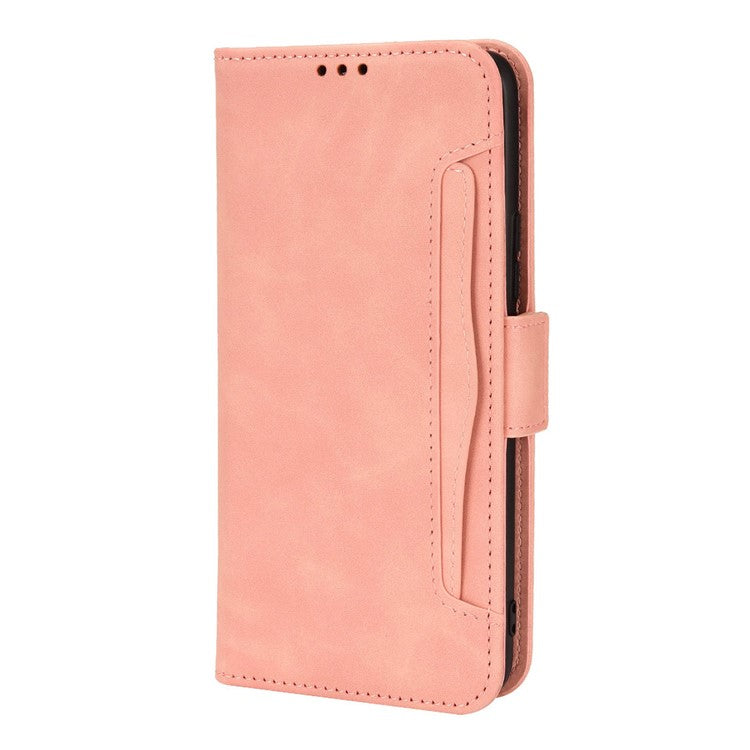 PU Leather Wallet Phone Case for vivo X70, Stand Magnetic Card Slots Holder TPU Bumper Folio Protective Cover - Pink