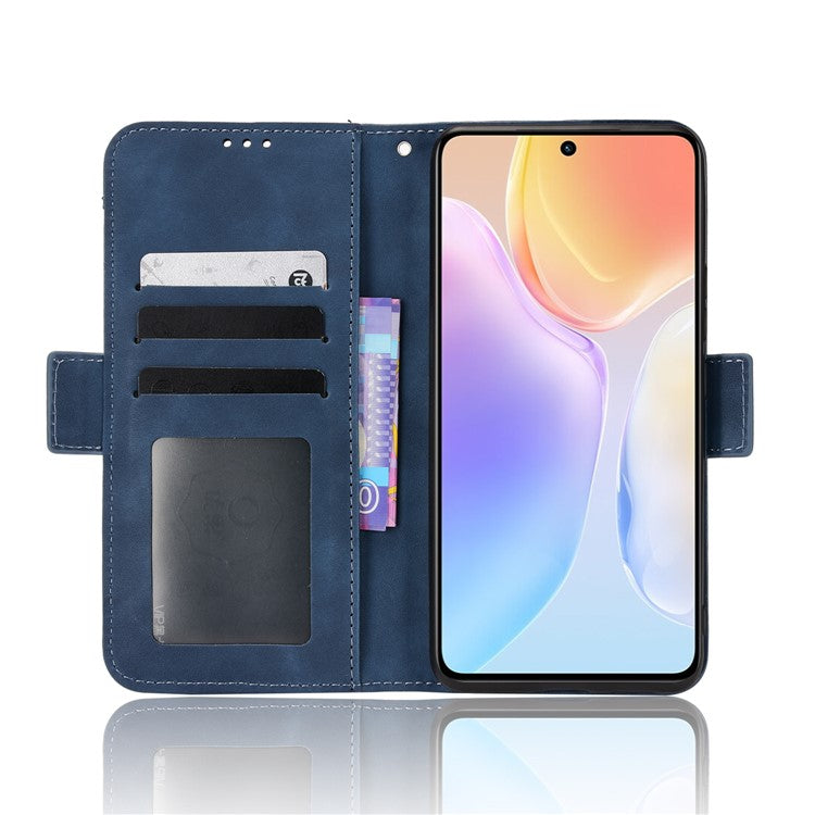 PU Leather Wallet Phone Case for vivo X70, Stand Magnetic Card Slots Holder TPU Bumper Folio Protective Cover - Blue