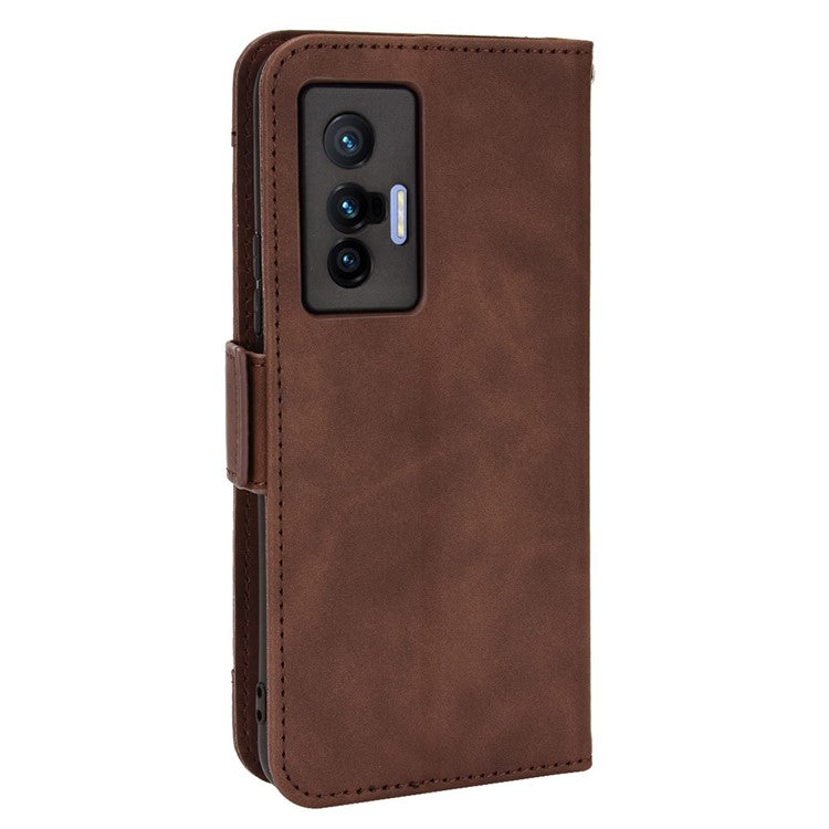 PU Leather Wallet Phone Case for vivo X70, Stand Magnetic Card Slots Holder TPU Bumper Folio Protective Cover - Brown