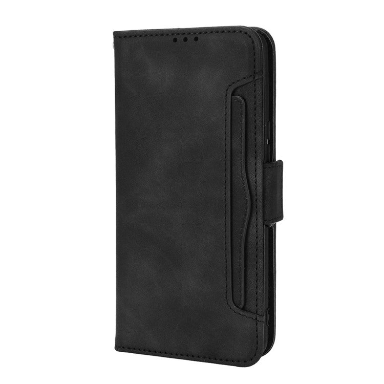 For vivo S12 Pro / V23 Pro Multi-Card Slots Wallet Phone Case Premium PU Leather Stand Magnetic Flip Protective Cover - Black