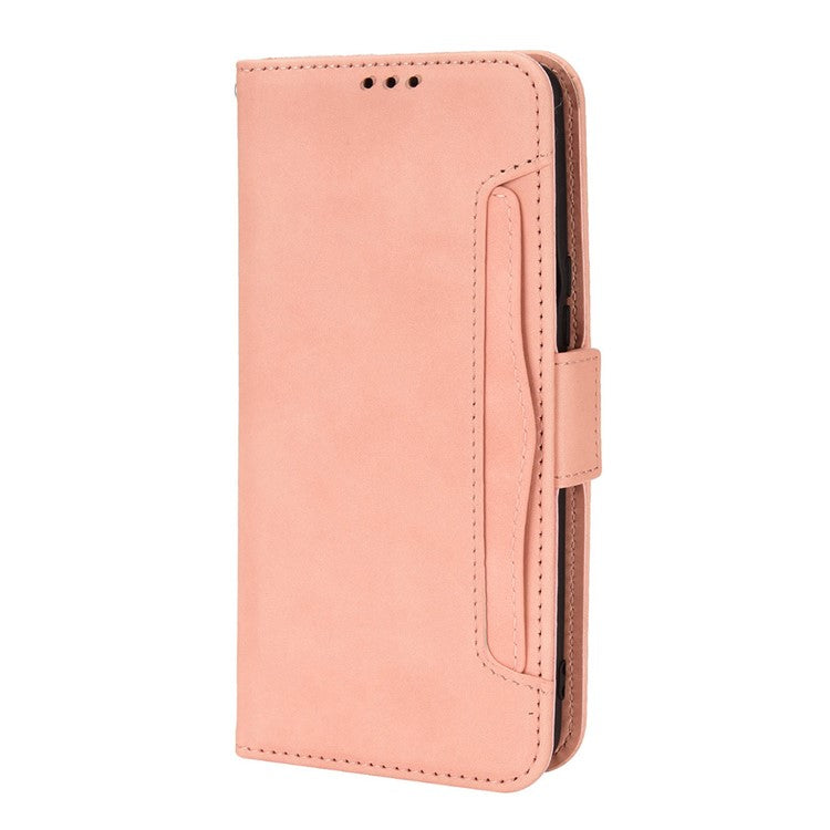 For vivo S12 Pro / V23 Pro Multi-Card Slots Wallet Phone Case Premium PU Leather Stand Magnetic Flip Protective Cover - Pink