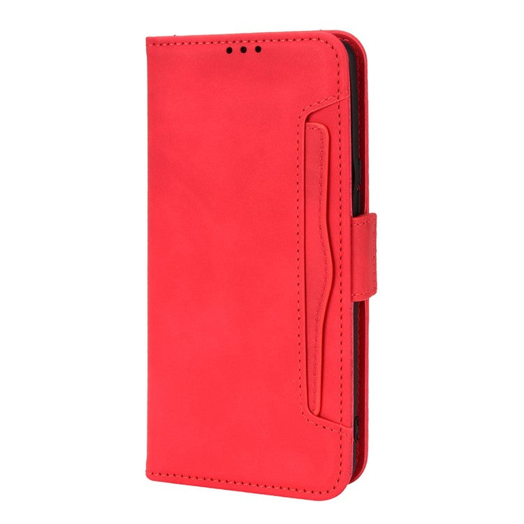 For vivo S12 Pro / V23 Pro Multi-Card Slots Wallet Phone Case Premium PU Leather Stand Magnetic Flip Protective Cover - Red