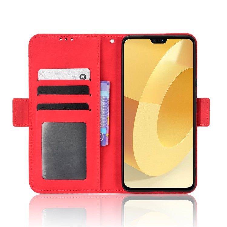 For vivo S12 Pro / V23 Pro Multi-Card Slots Wallet Phone Case Premium PU Leather Stand Magnetic Flip Protective Cover - Red