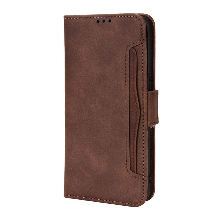 For vivo S12 Pro / V23 Pro Multi-Card Slots Wallet Phone Case Premium PU Leather Stand Magnetic Flip Protective Cover - Brown