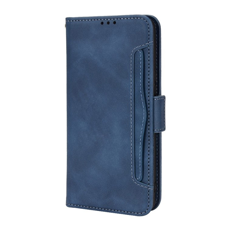 For vivo S12 Pro / V23 Pro Multi-Card Slots Wallet Phone Case Premium PU Leather Stand Magnetic Flip Protective Cover - Blue