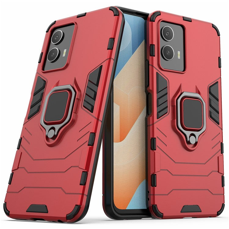 For vivo IQOO U5 5G Soft TPU+Hard PC Anti-scratch Drop-proof Phone Case Cover with Ring Kickstand - Red