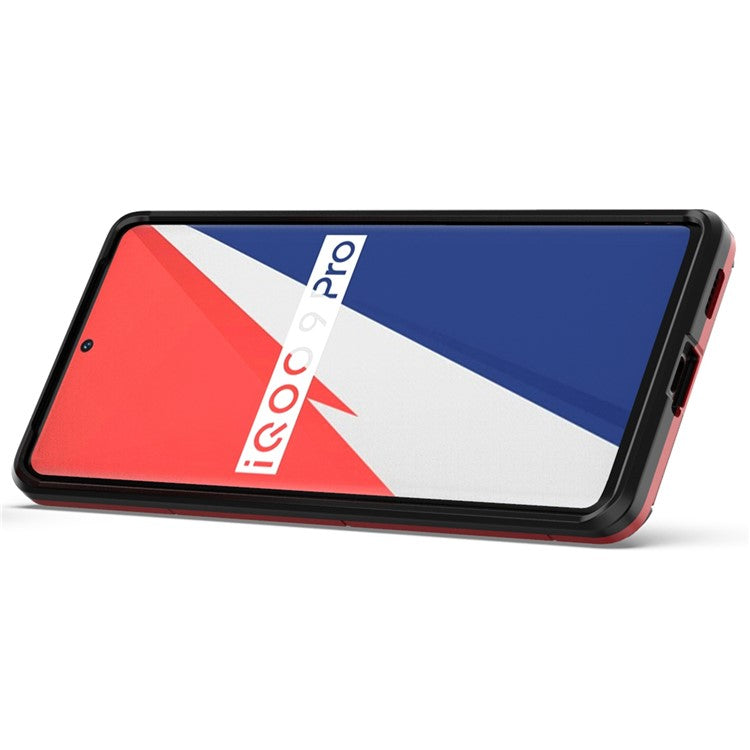 For vivo iQOO 9 Pro Soft TPU + Hard PC Cover Anti-drop Well-protected Phone Case with Ring Kickstand - Red