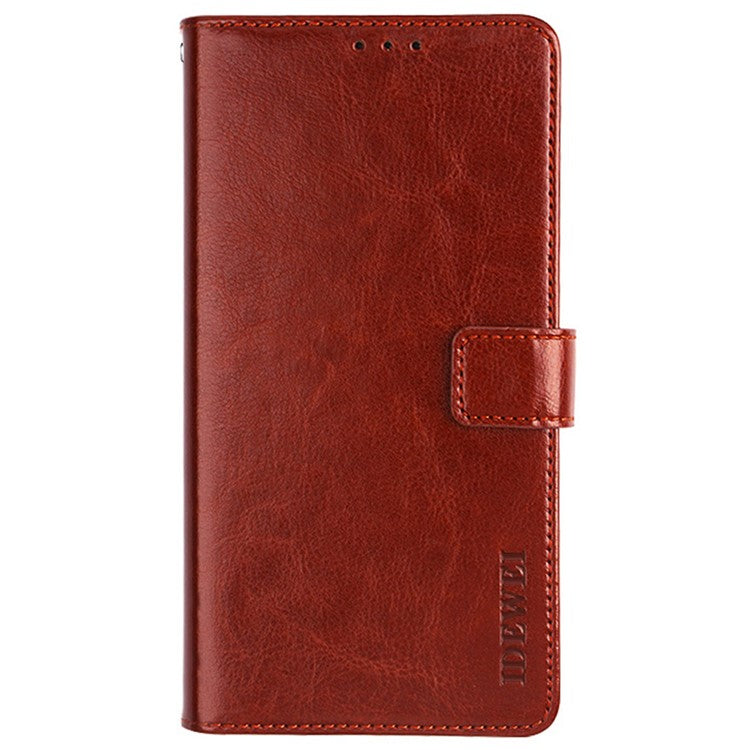 IDEWEI For vivo Y32 PU Leather Phone Case Crazy Horse Texture Stand Wallet Magnetic Clasp Cover - Brown