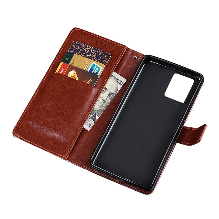 IDEWEI For vivo Y32 PU Leather Phone Case Crazy Horse Texture Stand Wallet Magnetic Clasp Cover - Brown