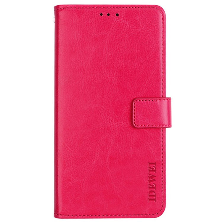 IDEWEI For vivo Y32 PU Leather Phone Case Crazy Horse Texture Stand Wallet Magnetic Clasp Cover - Rose