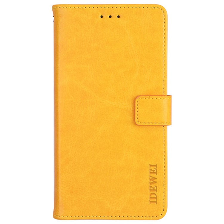 IDEWEI For vivo Y32 PU Leather Phone Case Crazy Horse Texture Stand Wallet Magnetic Clasp Cover - Yellow