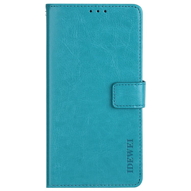 IDEWEI For vivo Y32 PU Leather Phone Case Crazy Horse Texture Stand Wallet Magnetic Clasp Cover - Sky Blue