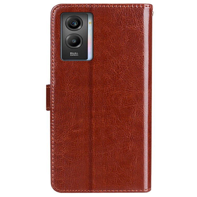 IDEWEI For vivo Y55s 5G Crazy Horse Texture Wallet Stand Protective Case PU Leather + TPU Folio Flip Magnetic Phone Shell - Brown