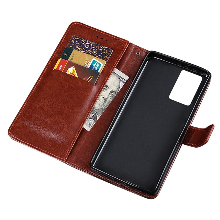 IDEWEI For vivo Y55s 5G Crazy Horse Texture Wallet Stand Protective Case PU Leather + TPU Folio Flip Magnetic Phone Shell - Brown