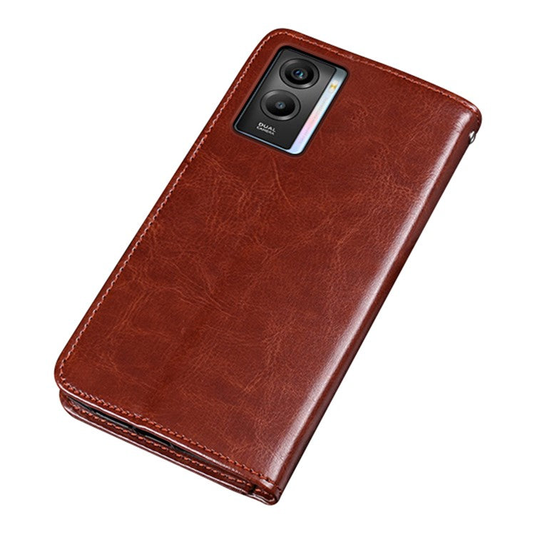 IDEWEI For vivo Y55s 5G Crazy Horse Texture Wallet Stand Protective Case PU Leather + TPU Folio Flip Magnetic Phone Shell - Brown