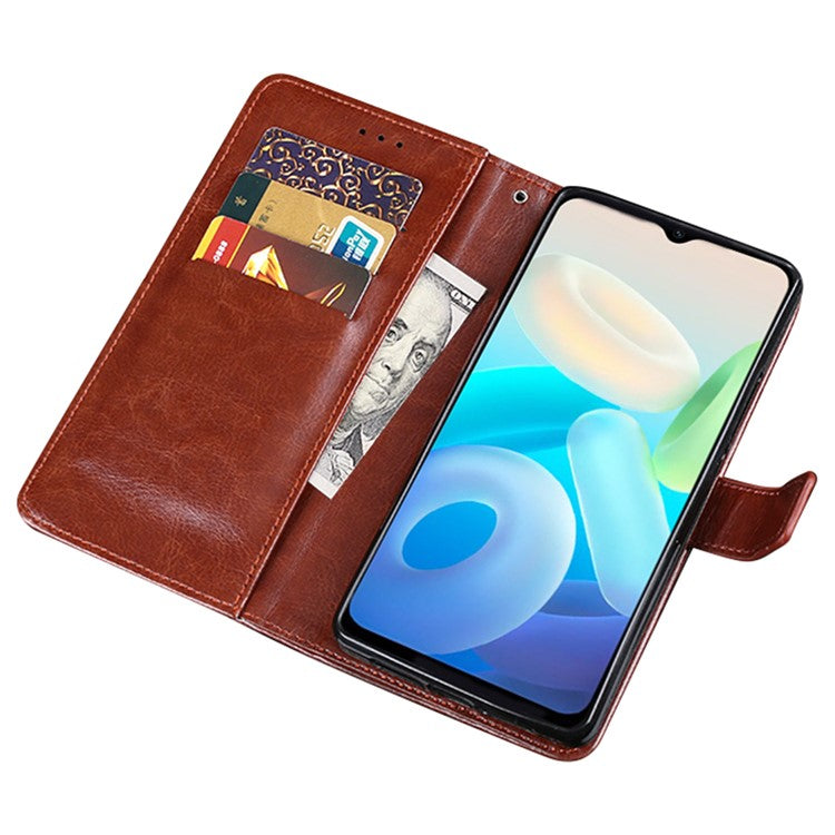 IDEWEI For vivo Y55s 5G Crazy Horse Texture Wallet Stand Protective Case PU Leather + TPU Folio Flip Magnetic Phone Shell - White