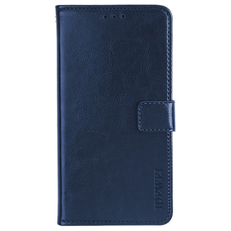 IDEWEI For vivo Y55s 5G Crazy Horse Texture Wallet Stand Protective Case PU Leather + TPU Folio Flip Magnetic Phone Shell - Dark Blue