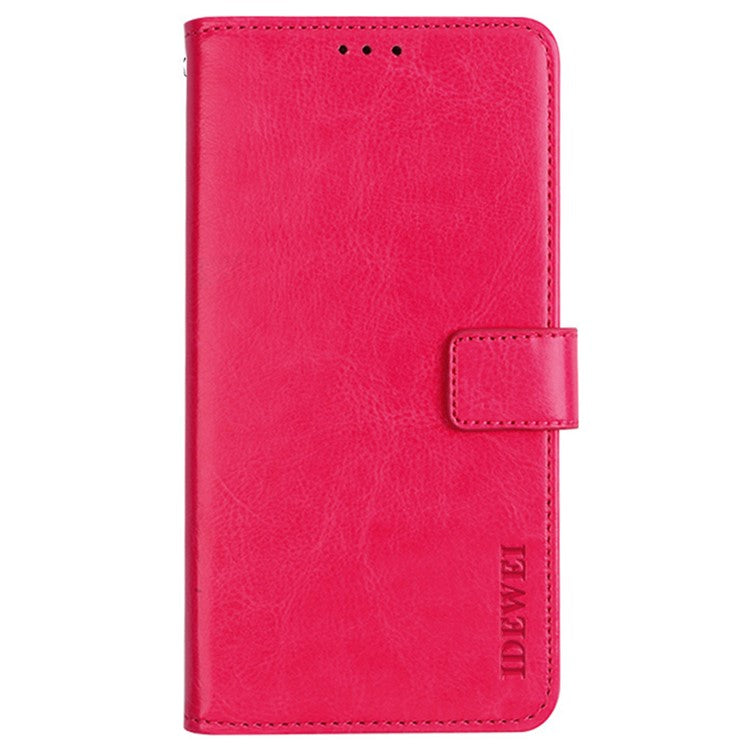 IDEWEI For vivo Y55s 5G Crazy Horse Texture Wallet Stand Protective Case PU Leather + TPU Folio Flip Magnetic Phone Shell - Rose