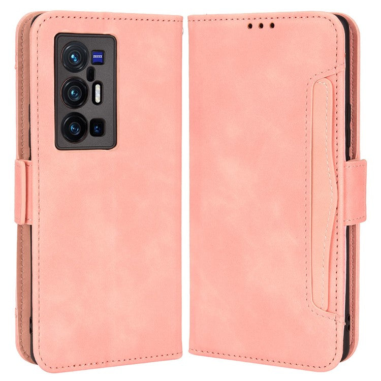 For vivo X70 Pro+ PU Leather + TPU Multiple Card Slots Stand Phone Case Anti-drop Wallet Shell - Pink