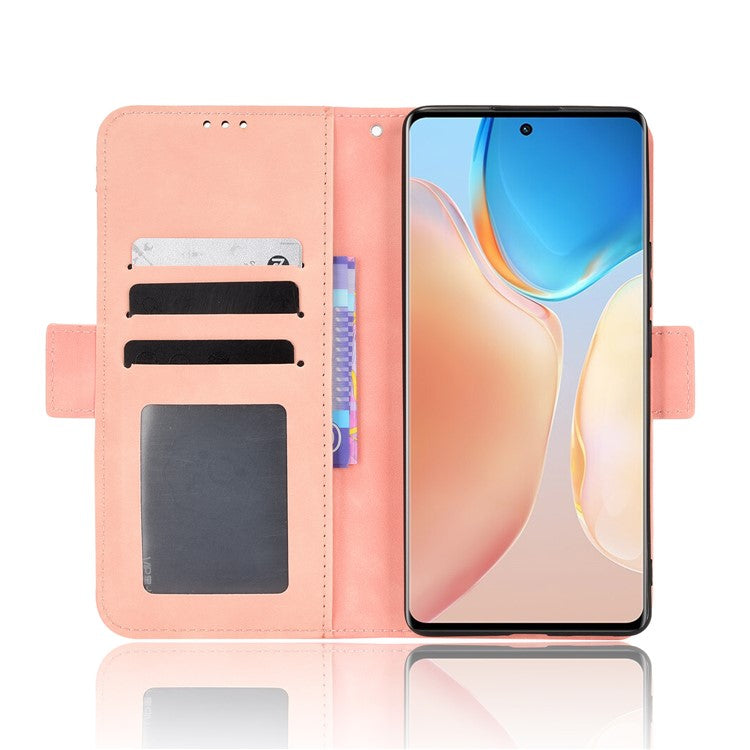 For vivo X70 Pro+ PU Leather + TPU Multiple Card Slots Stand Phone Case Anti-drop Wallet Shell - Pink