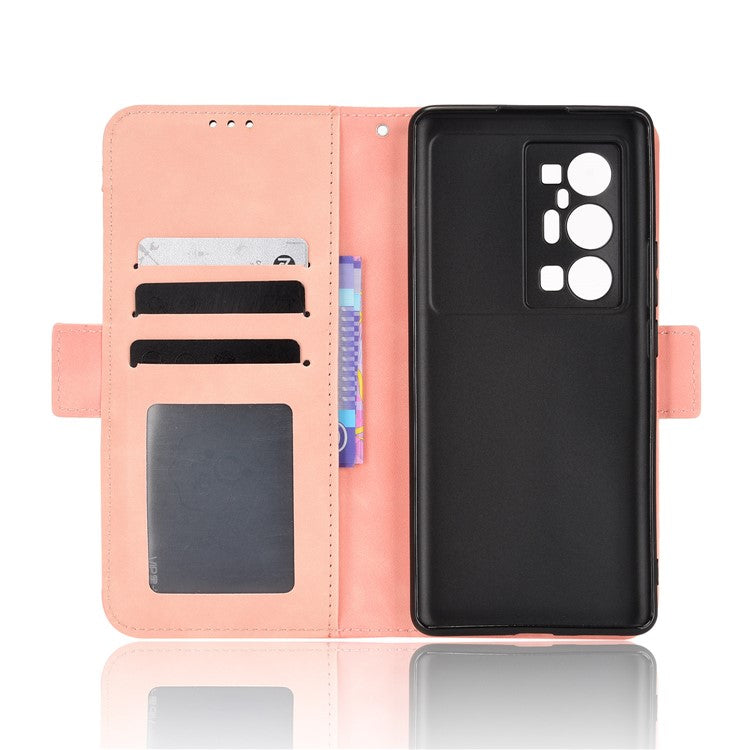 For vivo X70 Pro+ PU Leather + TPU Multiple Card Slots Stand Phone Case Anti-drop Wallet Shell - Pink