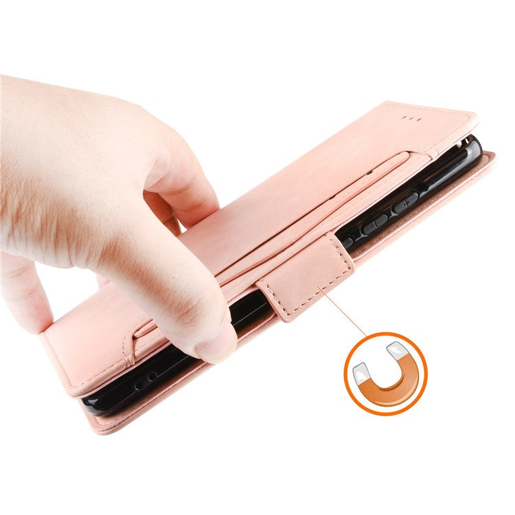 For vivo X70 Pro+ PU Leather + TPU Multiple Card Slots Stand Phone Case Anti-drop Wallet Shell - Pink