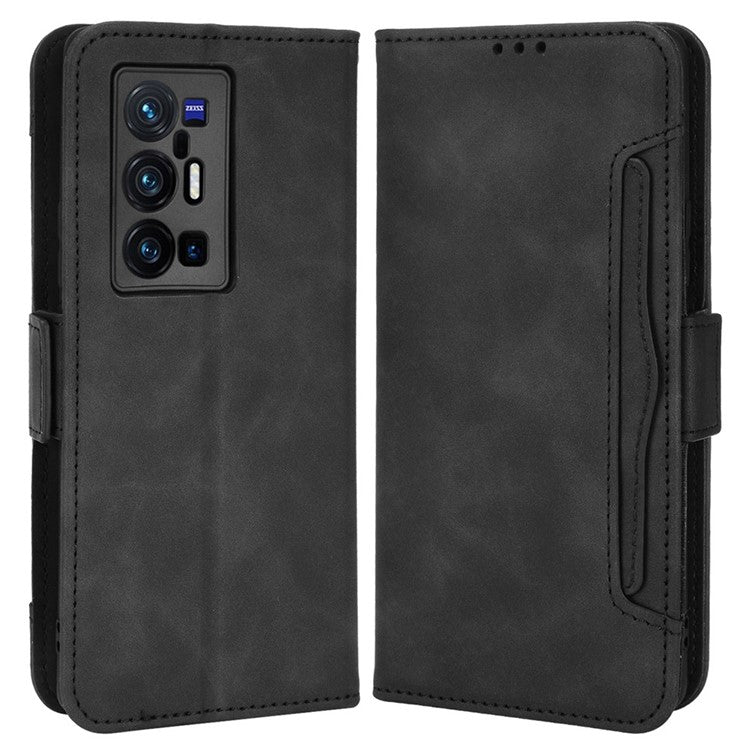 For vivo X70 Pro+ PU Leather + TPU Multiple Card Slots Stand Phone Case Anti-drop Wallet Shell - Black