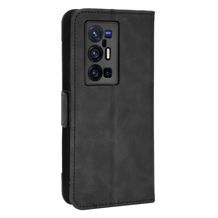 For vivo X70 Pro+ PU Leather + TPU Multiple Card Slots Stand Phone Case Anti-drop Wallet Shell - Black