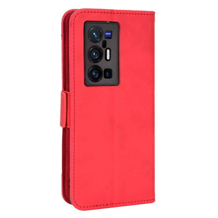 For vivo X70 Pro+ PU Leather + TPU Multiple Card Slots Stand Phone Case Anti-drop Wallet Shell - Red