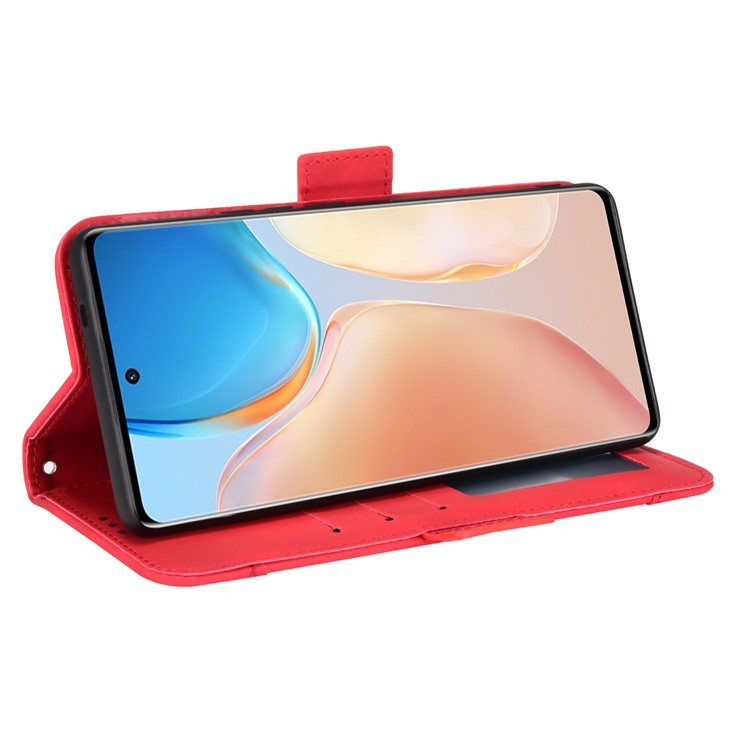 For vivo X70 Pro+ PU Leather + TPU Multiple Card Slots Stand Phone Case Anti-drop Wallet Shell - Red