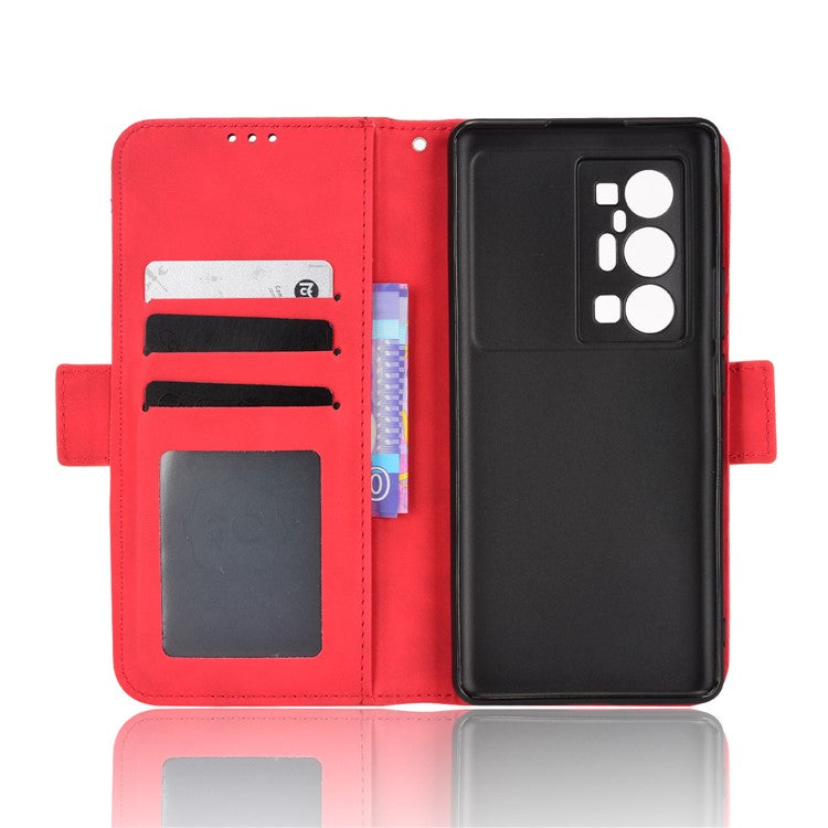 For vivo X70 Pro+ PU Leather + TPU Multiple Card Slots Stand Phone Case Anti-drop Wallet Shell - Red