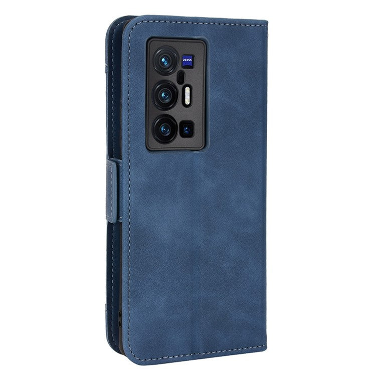 For vivo X70 Pro+ PU Leather + TPU Multiple Card Slots Stand Phone Case Anti-drop Wallet Shell - Blue