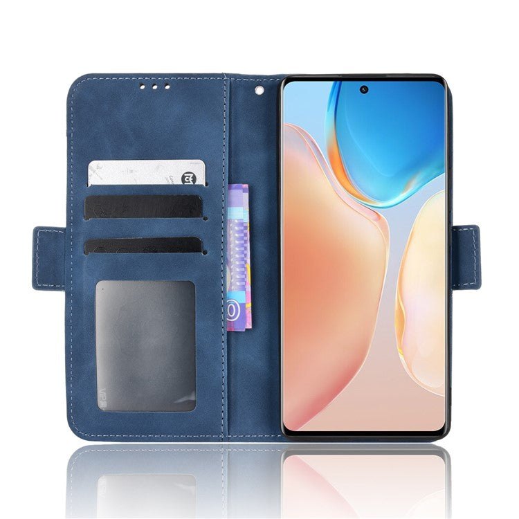 For vivo X70 Pro+ PU Leather + TPU Multiple Card Slots Stand Phone Case Anti-drop Wallet Shell - Blue