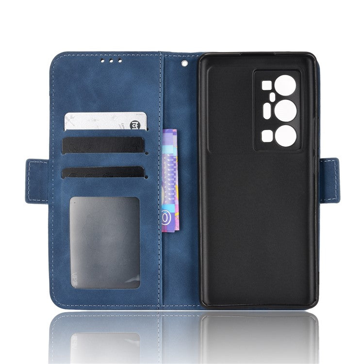 For vivo X70 Pro+ PU Leather + TPU Multiple Card Slots Stand Phone Case Anti-drop Wallet Shell - Blue