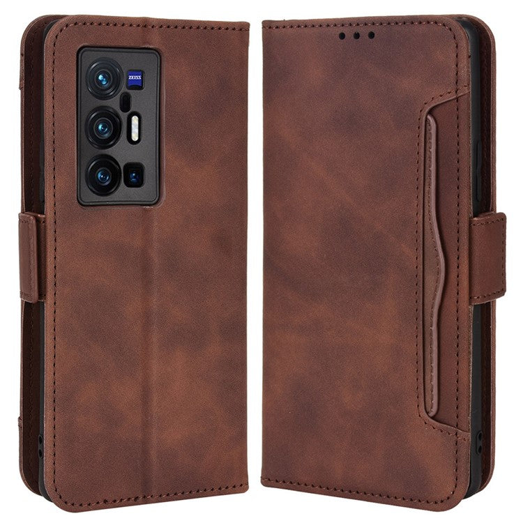 For vivo X70 Pro+ PU Leather + TPU Multiple Card Slots Stand Phone Case Anti-drop Wallet Shell - Brown