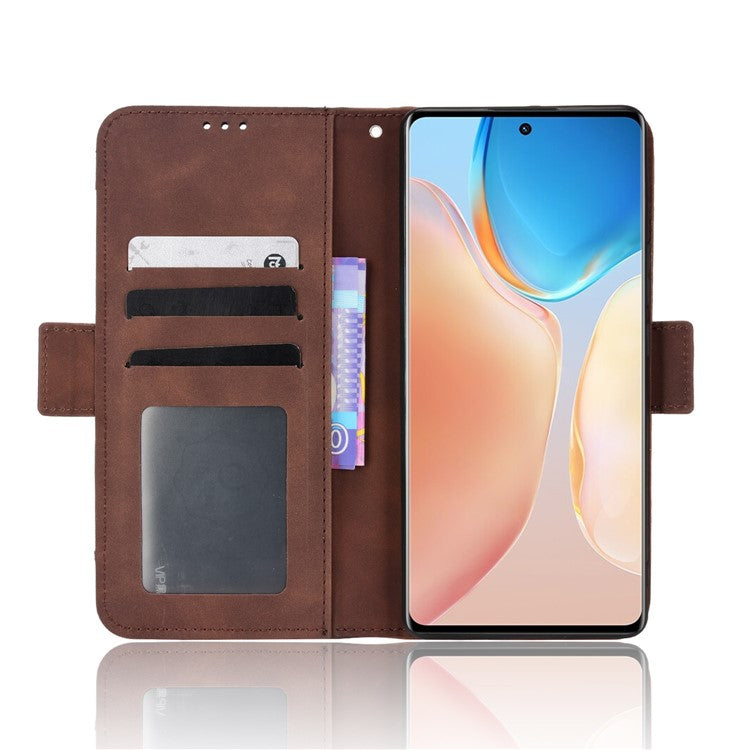 For vivo X70 Pro+ PU Leather + TPU Multiple Card Slots Stand Phone Case Anti-drop Wallet Shell - Brown