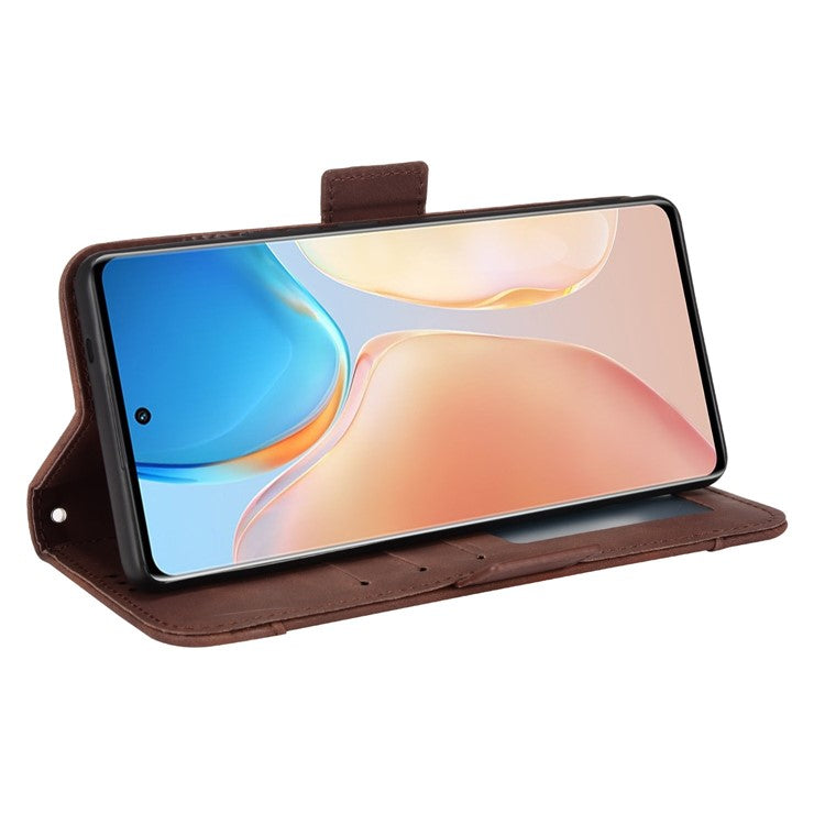 For vivo X70 Pro+ PU Leather + TPU Multiple Card Slots Stand Phone Case Anti-drop Wallet Shell - Brown