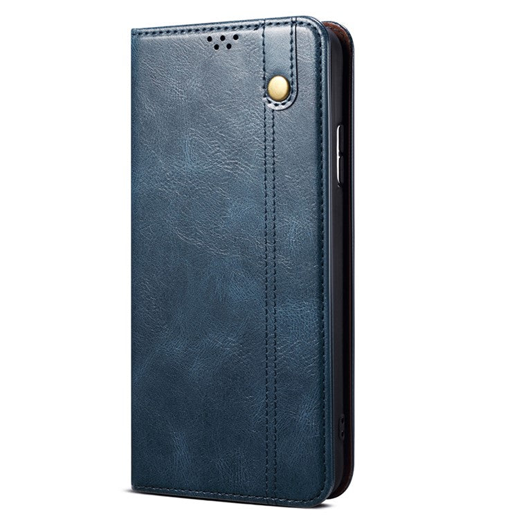 For Realme 9i 4G / Oppo A76 / A36 PU Leather Wallet Case Waxy Crazy Horse Texture Stand Phone Cover - Blue