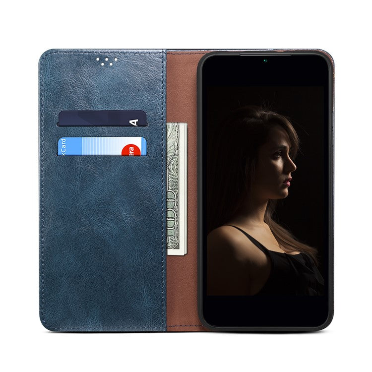 For Realme 9i 4G / Oppo A76 / A36 PU Leather Wallet Case Waxy Crazy Horse Texture Stand Phone Cover - Blue